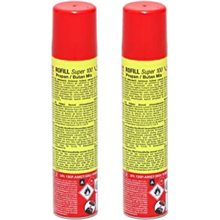ROTHENBERGER Industrial RoFill Super 2x Nachfüllgas 100 ml, Gaskartusche für Feuerzeuge und Gasbrenner, hoher Reinheitsgrad, inkl. 5 Adapter, 35840 – Bild 1