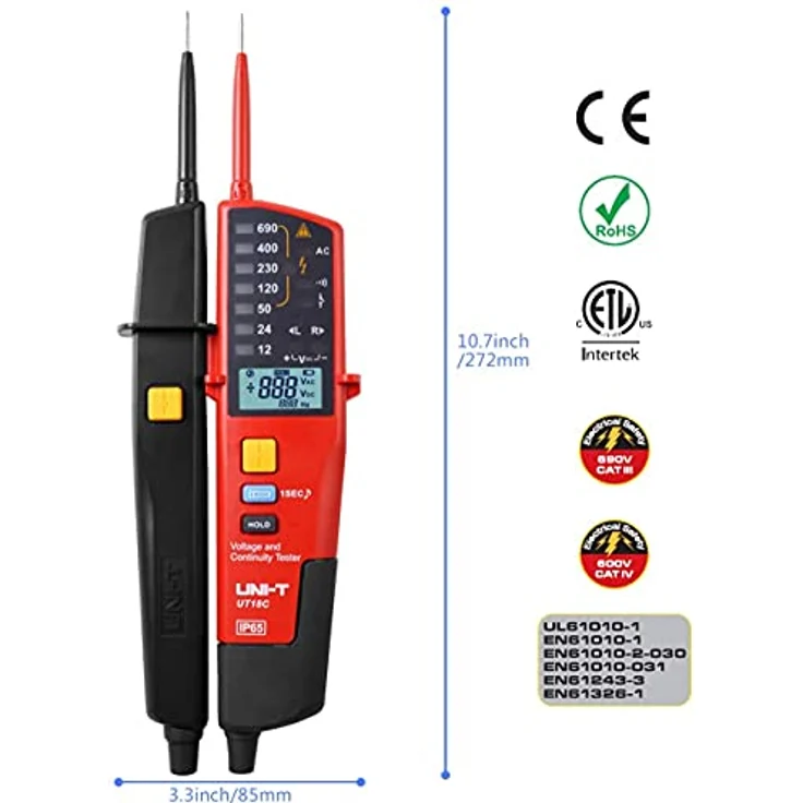 UNI-T UT18E RCD Handheld Digital Multimeter, 690V Display, Automatischer Standby-Modus, CE und UKCA zertifiziert – Bild 4