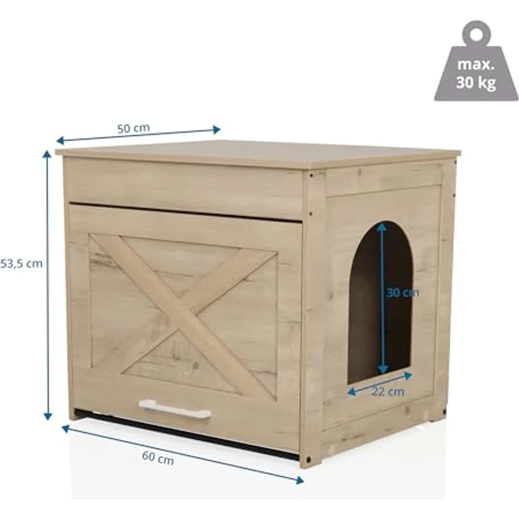 hjh LIVING Kitty Pawbox 1, Hundebett + Katzenbett im Landhausstil mit stabilem MDF-Material, integrierten Belüftungslöchern und Kratzbrett – Bild 4