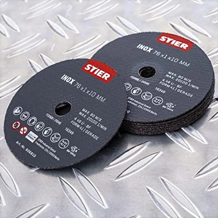 STIER Trennscheibe Edelstahl/Inox 76 x 1 x 10 gerade 10 Stk, extra hohe Lebensdauer, geringer Funkenflug – Bild 2