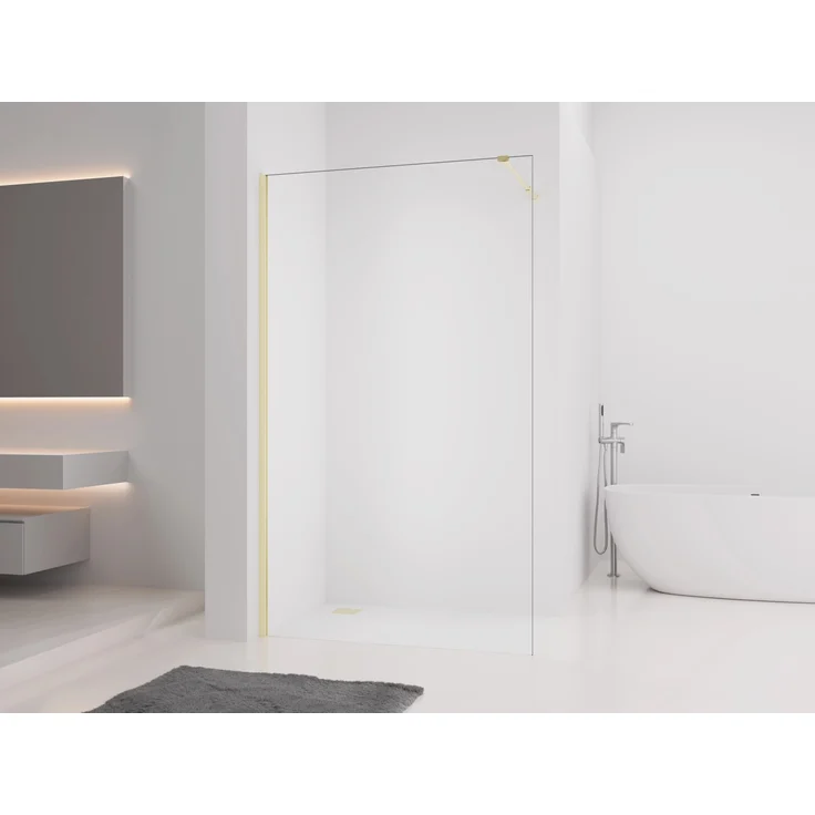 baliv Duschwand DUK-120.170 Walk-In Gold, 120 cm x 200 cm, reversibel, Aluminium-Wandprofil