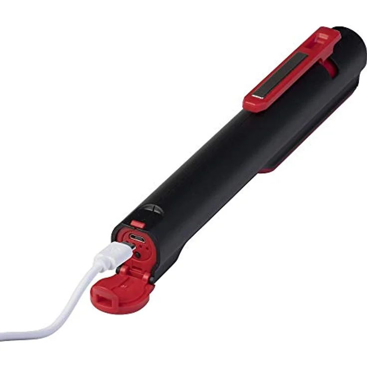 POLY POOL - PP3164 Wiederaufladbare LED-Arbeits-Taschenlampe mit Ultra-LED-Licht COB 3W 200lm u. oberer Taschenl. 140lm, tragb. Lampe, ideal f. Werkstattarbeiten, magnet. Clip und wiederaufl. USB-Akku – Bild 2