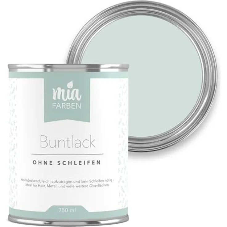 miafarben Buntlack ohne Schleifen 750ml, Hochdeckende Möbelfarbe für Holz, Metall und Kunststoff, Farbe: Leiser Waldhauch, Wetterfest und umweltfreundlich