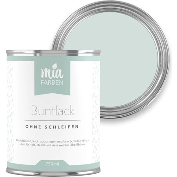 miafarben Buntlack ohne Schleifen 750ml, Hochdeckende Möbelfarbe für Holz, Metall und Kunststoff, Farbe: Leiser Waldhauch, Wetterfest und umweltfreundlich – Bild 1
