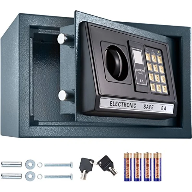 Elektronischer Safe Tresor mit Schlüssel und LED-Anzeige inkl. Batterien – Bild 2