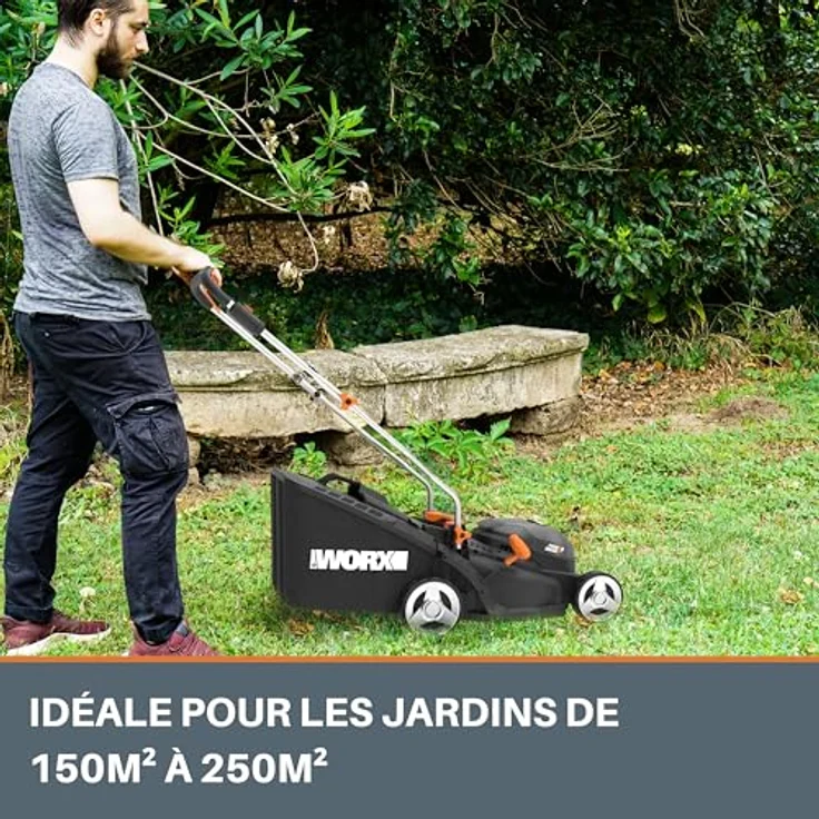 Worx WP733E Akku-Rasenmäher, 20 V, 33 cm Schnittbreite, inkl. 4 Ah Akku und Ladegerät, schwarz-orange, Bürstenloser Motor, Auto Intellicut Technologie – Bild 3