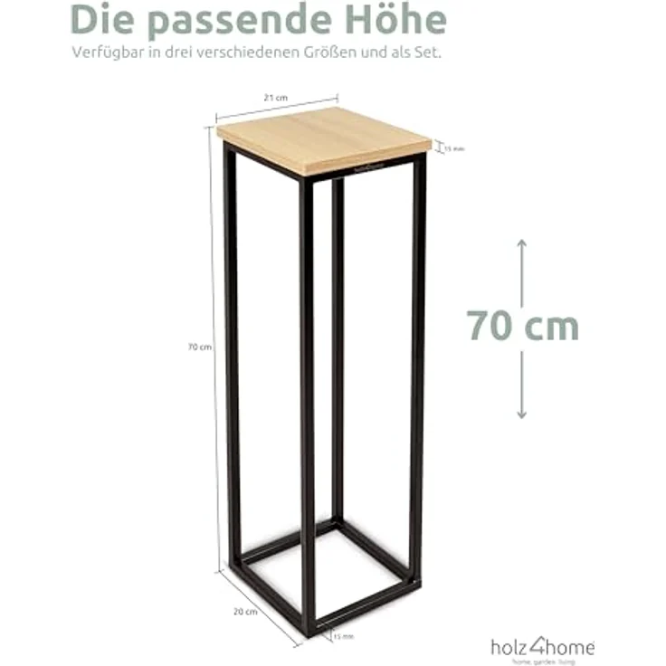 holz4home® Blumenständer Dekoständer MDF Sonoma Eiche mit Metallgestell – Bild 7