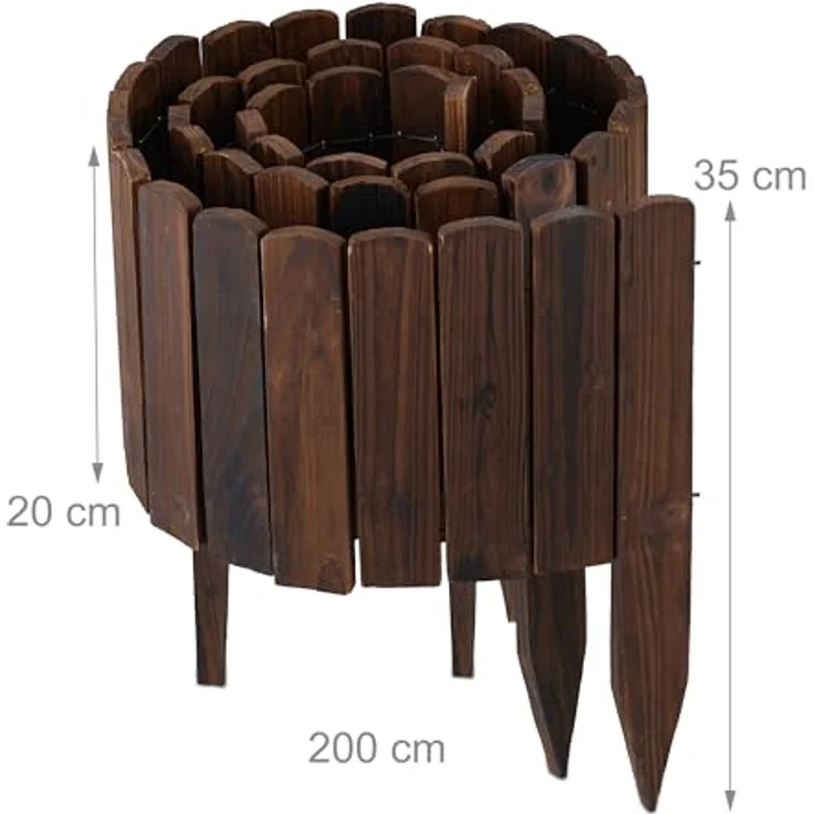 relaxdays Beetbegrenzung Beeteinfassung Holz flexibel, L – Bild 4