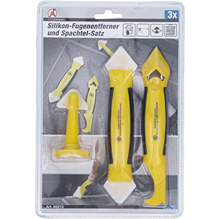 Kraftmann 85213 | Silikon-Fugenentferner und Spachtel-Satz | 3-tlg. | Silikonentferner | Silikonkratzer | Fugenwerkzeug – Bild 5