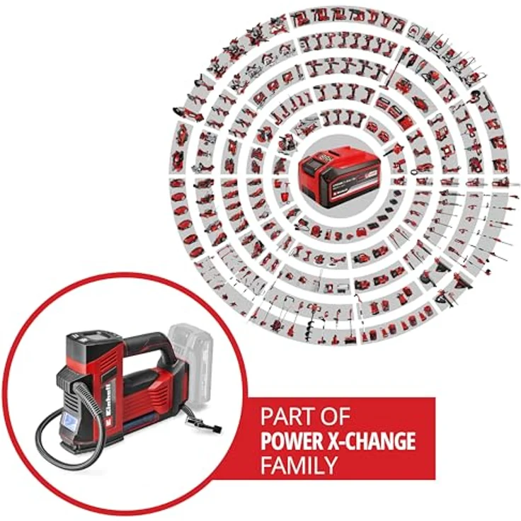 Einhell Akku-Autokompressor CE-CC 18/23 D Li-Solo, kabelloses Aufpumpgerät mit digitalem Manometer und Speicherfunktion für bis zu 4 Druckwerte, max. 11 bar – Bild 2