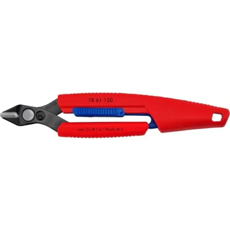 Knipex 78 61 150 Elektronik- und Feinmechanik Seitenschneider, kompakte Zange mit schmalen Griffen für präzise Schnitte bis Ø 1,6 mm, 158mm – Bild 1