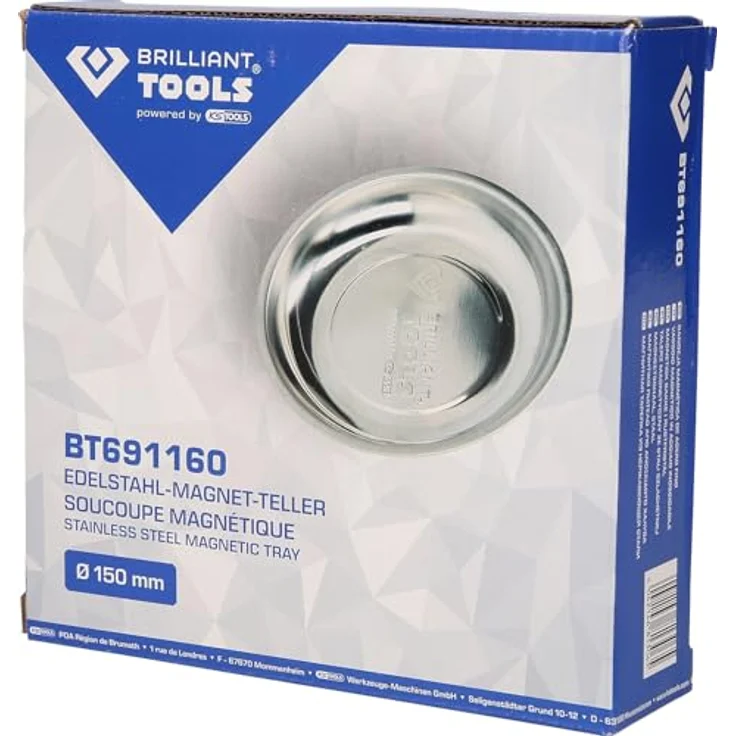KS TOOLS Edelstahl-Magnet-Teller, Ø 15 cm mit extra starkem Magneten für Werkstatt und Hobbykeller – Bild 4