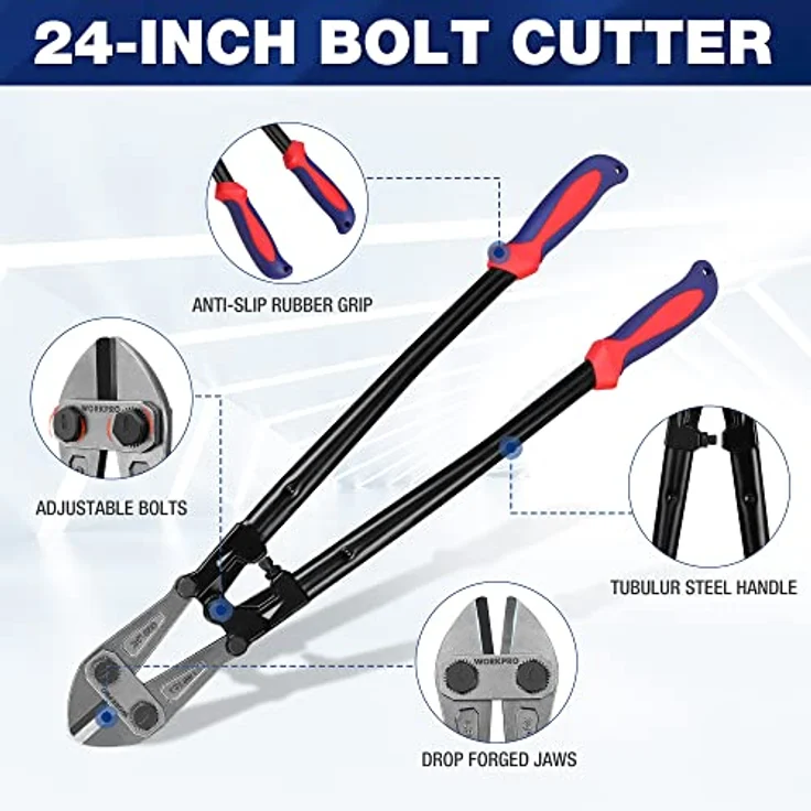 WORKPRO W017006A Bolt Cutter, Bi-Material Handle with Soft Rubber Grip, 24'', Chrome Molybdenum Steel Blade – Bild 2
