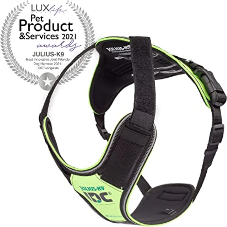Julius-K9 Idc Hondentuig Longwalk Neon Geel / Grijs Hundegeschirr + Leine – Bild 5