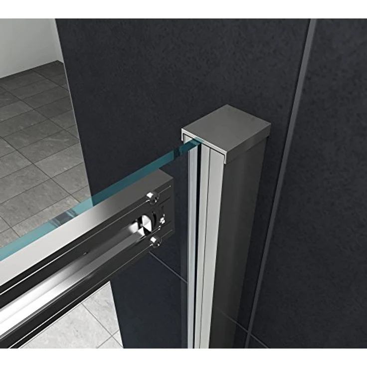 Glasdeals DOZE Schiebetür Badewannenaufsatz Duschtrennwand, 120 x 150 cm, 6 mm ESG Sicherheitsglas, rahmenlos, hochwertiges Edelstahl-Rollensystem – Bild 4