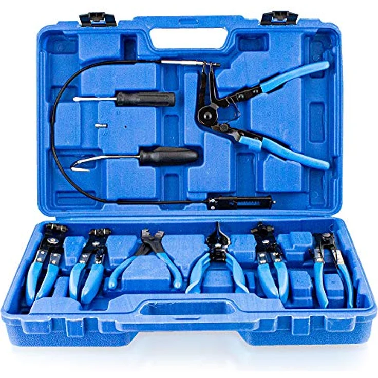 BITUXX 11 tlg Schlauchklemmenzangen Set, Spezialzangen für Montage und Demontage von Schlauchschellen mit gummierten Griffen, im Systemkoffer – Bild 2
