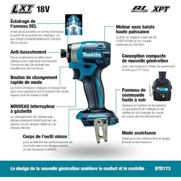 Makita DTD173Z, Akku-Schlagschrauber 18V mit 180Nm Drehmoment – Bild 3
