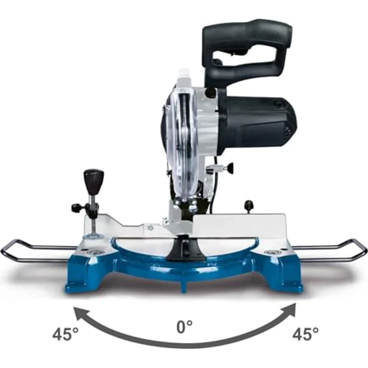 Scheppach Kappsäge HM80L (Gehrungssäge mit 1500 Watt, Sägeblatt-Ø 210mm, 24 Zähne, Schnittbreite 120mm, Schnitthöhe 60mm, beidseitig schwenkbar und neigbarer Sägekopf, Laser) – Bild 5