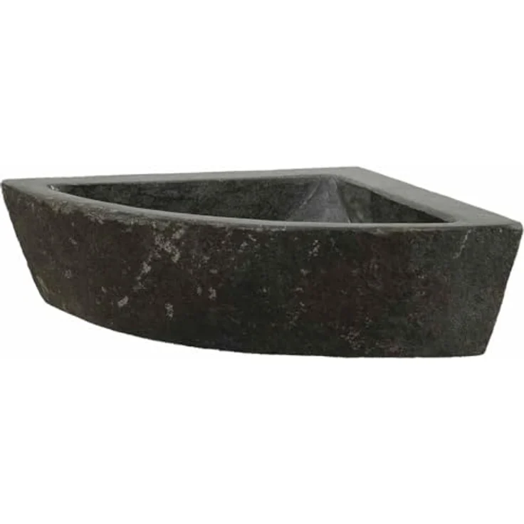vidaXL Rustikales Badezimmer-Eckbecken aus Naturstein, Wandmontage, matte graue Oberfläche, wasserresistent, Fluss-Stil – Bild 1