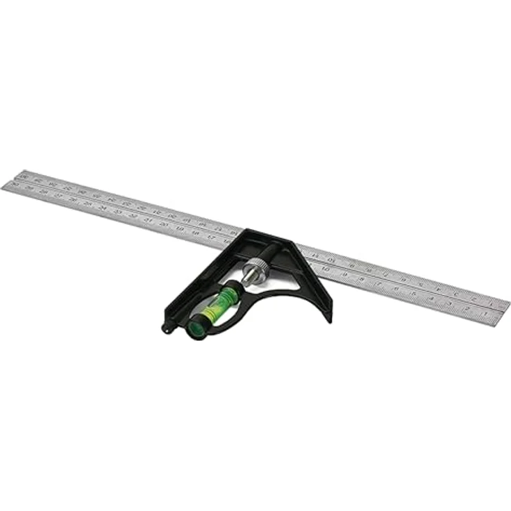 Sintron Kombinationswinkel 30cm, Lineal mit abnehmbarer Wasserwaage, verstellbarem Anschlag zum Markieren von 45° und 90° Winkel – Bild 2