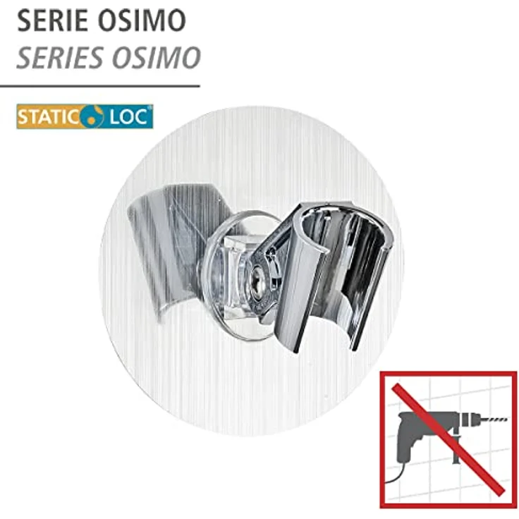WENKO Brausehalter Osimo, Static-Loc® Handbrausehalter für alle glatten oder leicht strukturierten Untergründe, ohne Bohren befestigt – Bild 2