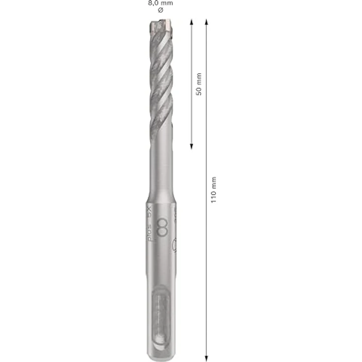 Bosch PRO SDS plus-5X Hammerbohrer, 8 mm, 50 mm Arbeitslänge, für Stahlbeton, robustes 4-Schneider-Design – Bild 3