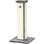 PawHut Kratzstamm, 81cm Kratzsäule, Sisal-Katzenkratzbaum mit Spielball, Kratzbaum für Katzen, Kratzmöbel für Katzen bis 5 kg, Indoor, Grau, Creme