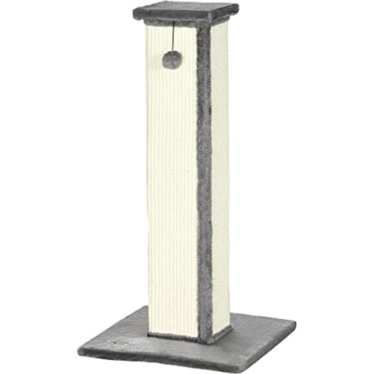 PawHut Kratzstamm, 81cm Kratzsäule, Sisal-Katzenkratzbaum mit Spielball, Kratzbaum für Katzen, Kratzmöbel für Katzen bis 5 kg, Indoor, Grau, Creme – Bild 1