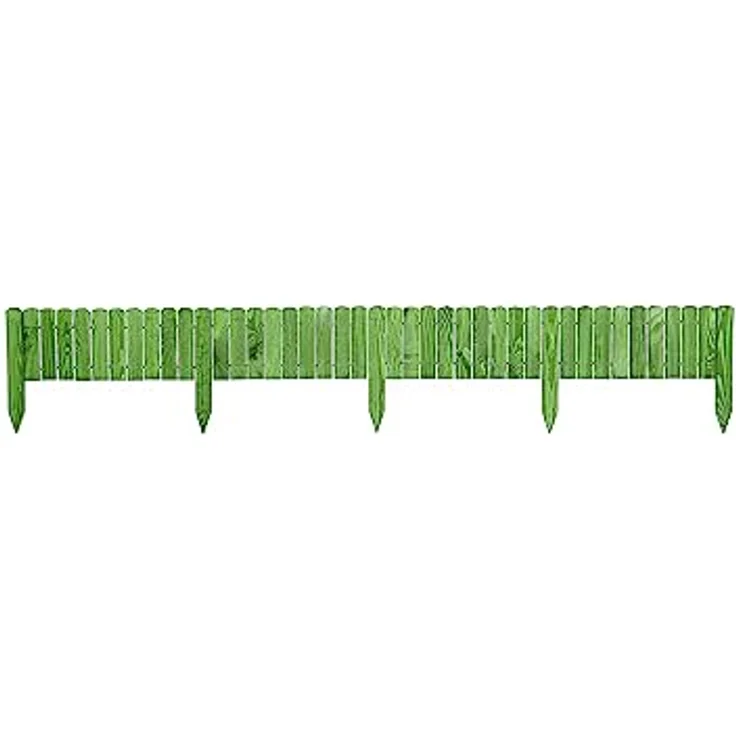 Garronda Beeteinfassung Holz Rollzaun Gartenzaun imprägniert Flexibler Rollborder Rasenkante Palisade Umzäunung für Garten Länge: 200 cm GD-0046 (Darkgrün, Höhe: 10 cm) – Bild 5