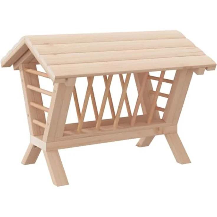vidaXL Heuraufe für Kaninchen, 44x33x33 cm aus massivem unbehandeltem Tannenholz, mit abnehmbarem Deckel, fördert Gesundheit und Hygiene – Bild 1