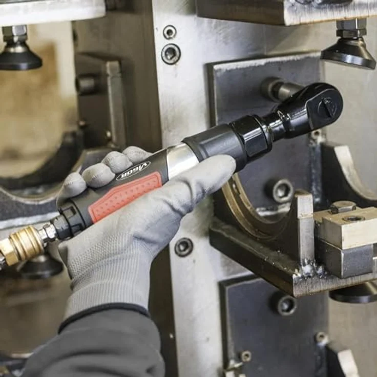 Vigor Druckluft-Ratschenschraubendreher, 1/2 Zoll, max. Drehmoment 67 Nm, vibrationsarm, kompakt, Innengewinde 1/4″ – Bild 2