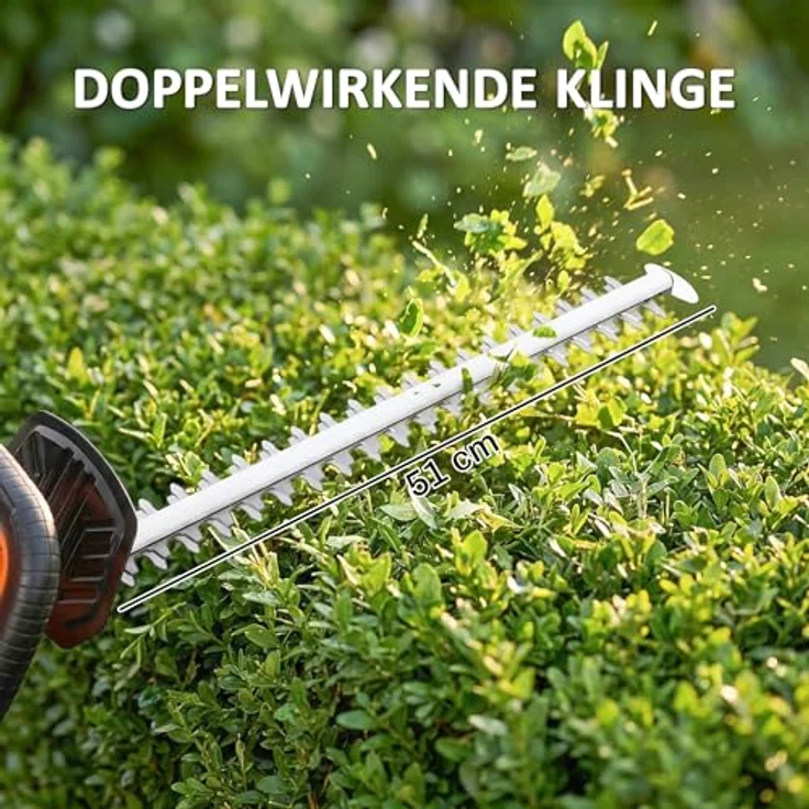 Outsunny Elektro Heckenschere, Akku Elektrischer Heckenschneider mit 100 W Motor, 51 cm doppelseitige Klinge, Orange, inkl. 2000-mAh-Akku und Ladegerät – Bild 5