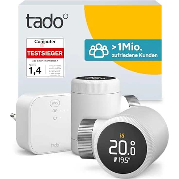tado° Smartes Heizkörperthermostat X – Starter Kit mit Bridge X, energieeinsparend, App-Steuerung, kompatibel mit Smart Home Systemen