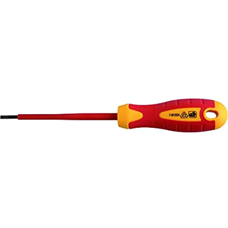 Hogert Technik 1 Schlitzschraubendreher Schraubendreher, Rot/Gelb.5 x 75 mm, 1000V, stal S2, HT1S902