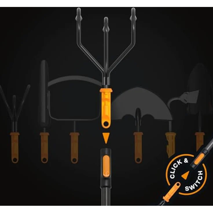 Fiskars OneClick Grubber 1080684, 130 mm QuikFit™ mit drei Zinken aus Karbonstahl für optimale Bodenvorbereitung – Bild 4