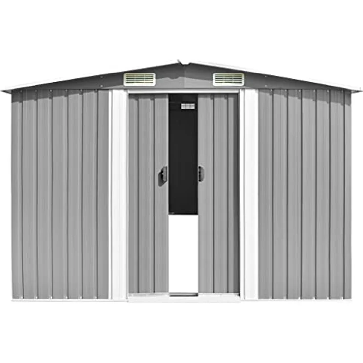 vidaXL Gerätehaus 257x298x178cm Metall Grau Geräteschuppen Schuppen Gartenhaus – Bild 2