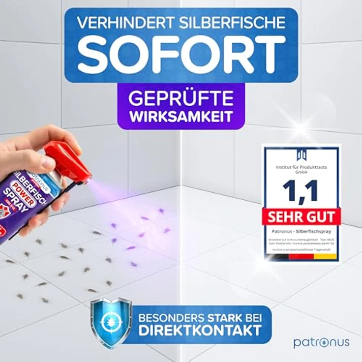 Patronus Silberfisch Power Spray 500 ml, effektives Abwehrmittel mit Sofortwirkung gegen Silberfische und Papierfische, inkl. Sprührohr – Bild 3