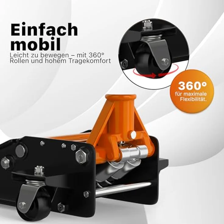 Springer Werkzeuge 3 T Rangierwagenheber Wagenheber 75-505mm Doppelkolben Hydraulisch 2 Auflagen, Extrem Flach Design, Schwellerkanten-Aufnahme, Schwarz – Bild 6