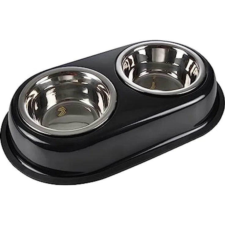 Love Story Sondey Paris Prix Futternapf für Hunde & Katzen, doppelt, 21 cm, Schwarz Glänzend