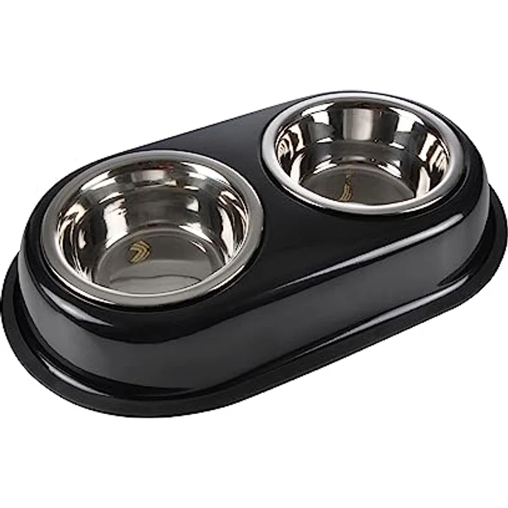 Love Story Sondey Paris Prix Futternapf für Hunde & Katzen, doppelt, 21 cm, Schwarz Glänzend – Bild 1