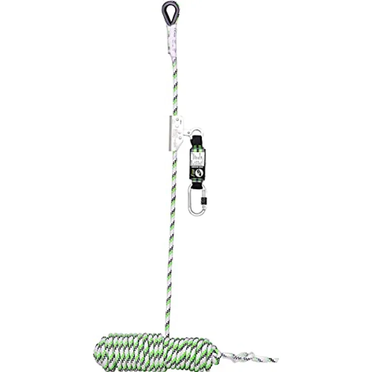 Kratos Safety Auffanggerät mitlaufend auf 12 mm Kernmantelseil, 20 m, mit Bandfalldämpfer, PSA, Höhensicherungsgerät