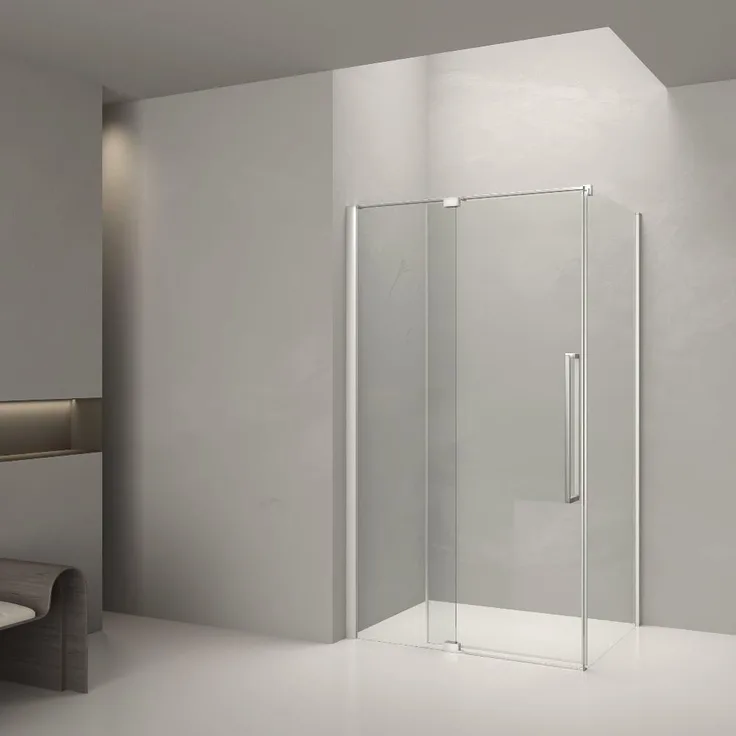 STANO Duschwand mit Schiebetür MAASTRICHT CUADRA, 8 mm ESG-Glas, höhenverstellbar bis 200 cm, Chrom
