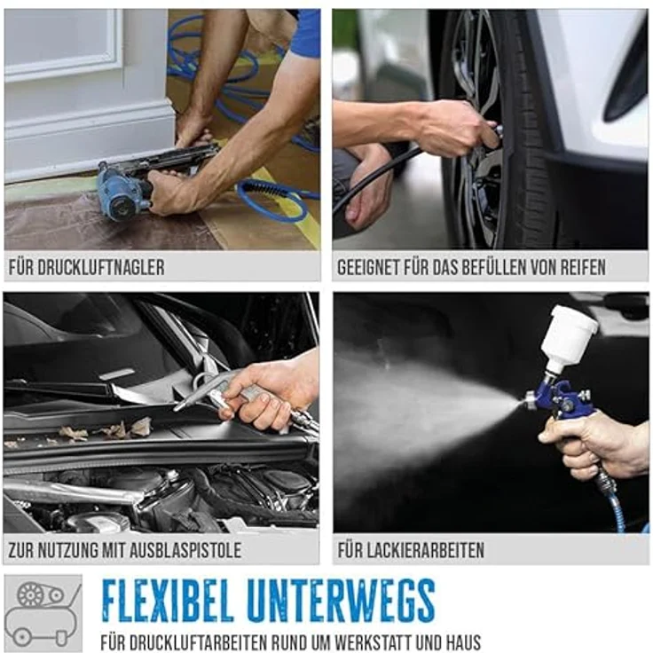 Güde Profi Kompressor 580/10/100 H 400V 100l 10bar 3000W 580l 2 Zylinder, luftstarker Kompressor mit 480 l/min Ansaugleistung, 8-10 bar Druckbereich, blau – Bild 4