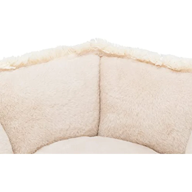 TRIXIE rutschfestes Bett für Hunde und Katzen im angesagten Boho-Design Bett Boho, ECKIG, 50 × 50 cm, BEIGE - mit integriertem Kissen und waschmaschinengeeignetem Bezug - 38212 – Bild 4
