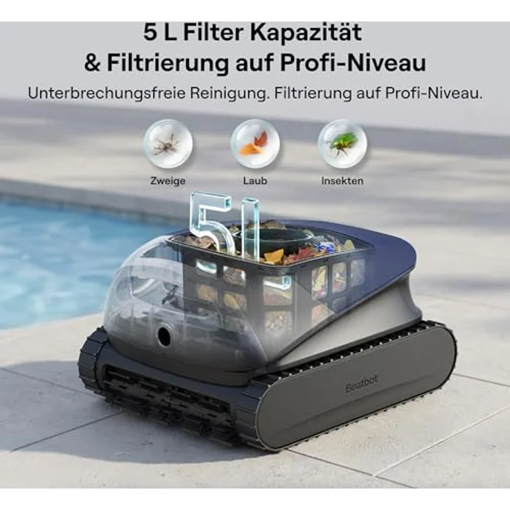 Beatbot (2026 Neu) Sora 10 Poolroboter Boden und Wand, Reinigt Wasserlinie & Plattformen, 25700 LPH Saugleistung, smartes Parken an der Waaaerlinie, 5L Filterkorb, bis zu 5 Std. Laufzeit, Tiefblau – Bild 6