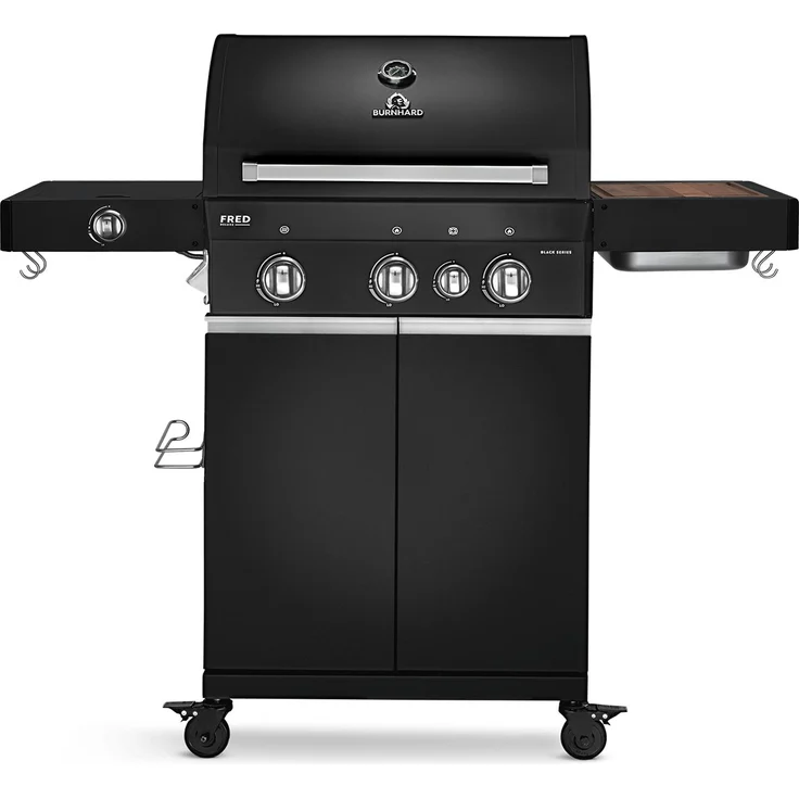 BURNHARD Gasgrill Fred, 3-Brenner Gasgrill, 900 Grad Infrarot-Keramikbrenner, Heckbrenner, 2023er Version, 16,7 kW Gasgrill 3 Brenner Black Series, Pulverbeschichteter Stahl – Bild 1