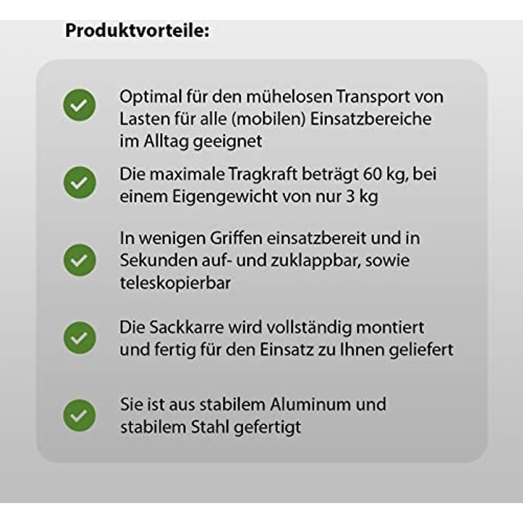 TRUTZHOLM Sackkarre höhenverstellbar, klappbar 60 kg – Bild 7
