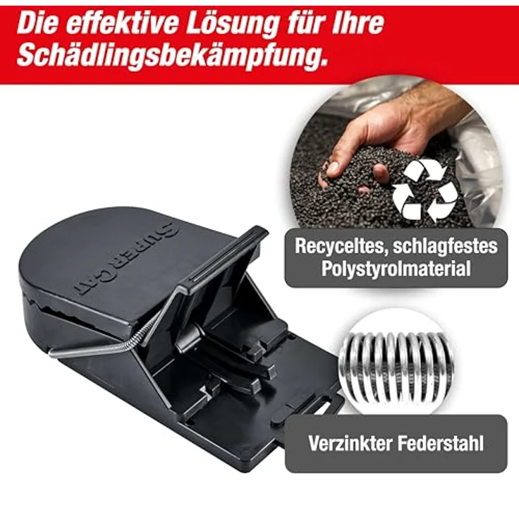 SuperCat Rattenfalle: Effiziente Schlagfalle inkl. giftfreiem Natur-Rattenköder, einsatzbereit, 1er Set – Bild 5