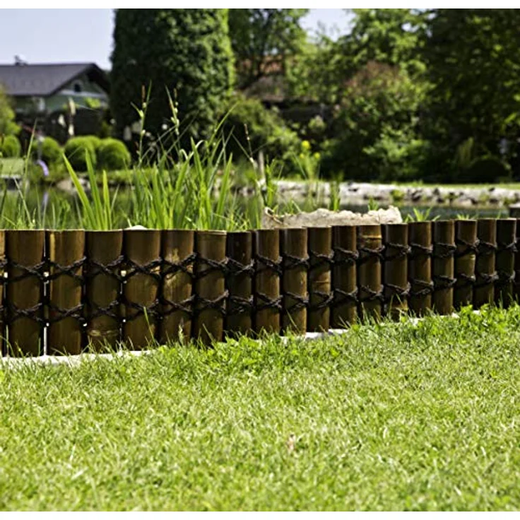 Windhager Beeteinfassung Bambus, Steckzaun, Rasenkante, Beetumrandung, Palisade, 90 x 20cm (35 cm inkl. Befestigungsfüße), 06899 – Bild 3