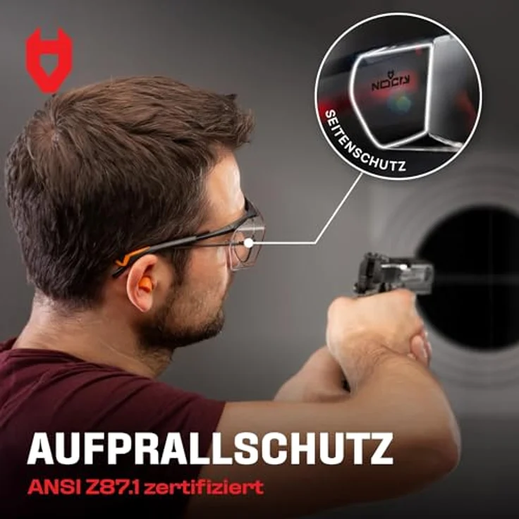 NoCry Sicherheits-Überbrille mit kratzbeständigen Gläsern, Seitenschutz, verstellbaren Bügeln, 400 UV-Schutz, schwarz-oranger Rahmen, EN166/EN170/EN172/EN175 zertifiziert – Bild 5